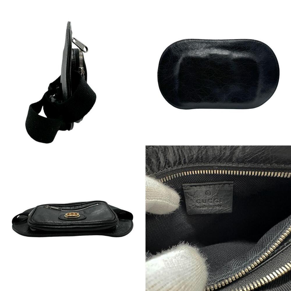 Gucci leather Bum interlocking GG bag black waist Belt Body Crossbody belt Black